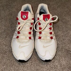 Nike Shox NZ Leather‎ White University Red Mens Running Shoes 378341-110 Size 10